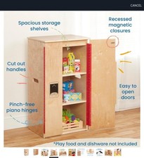 NEW ECR4Kids Play Kitchen Refrigerator Fridge Wooden Playset Natural Birch Wood