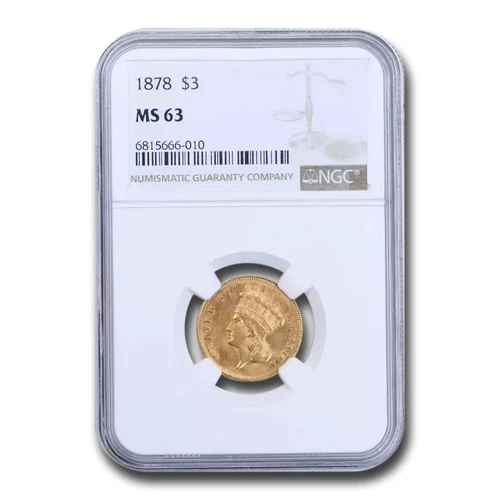1878 $3 Gold Princess MS-63 NGC