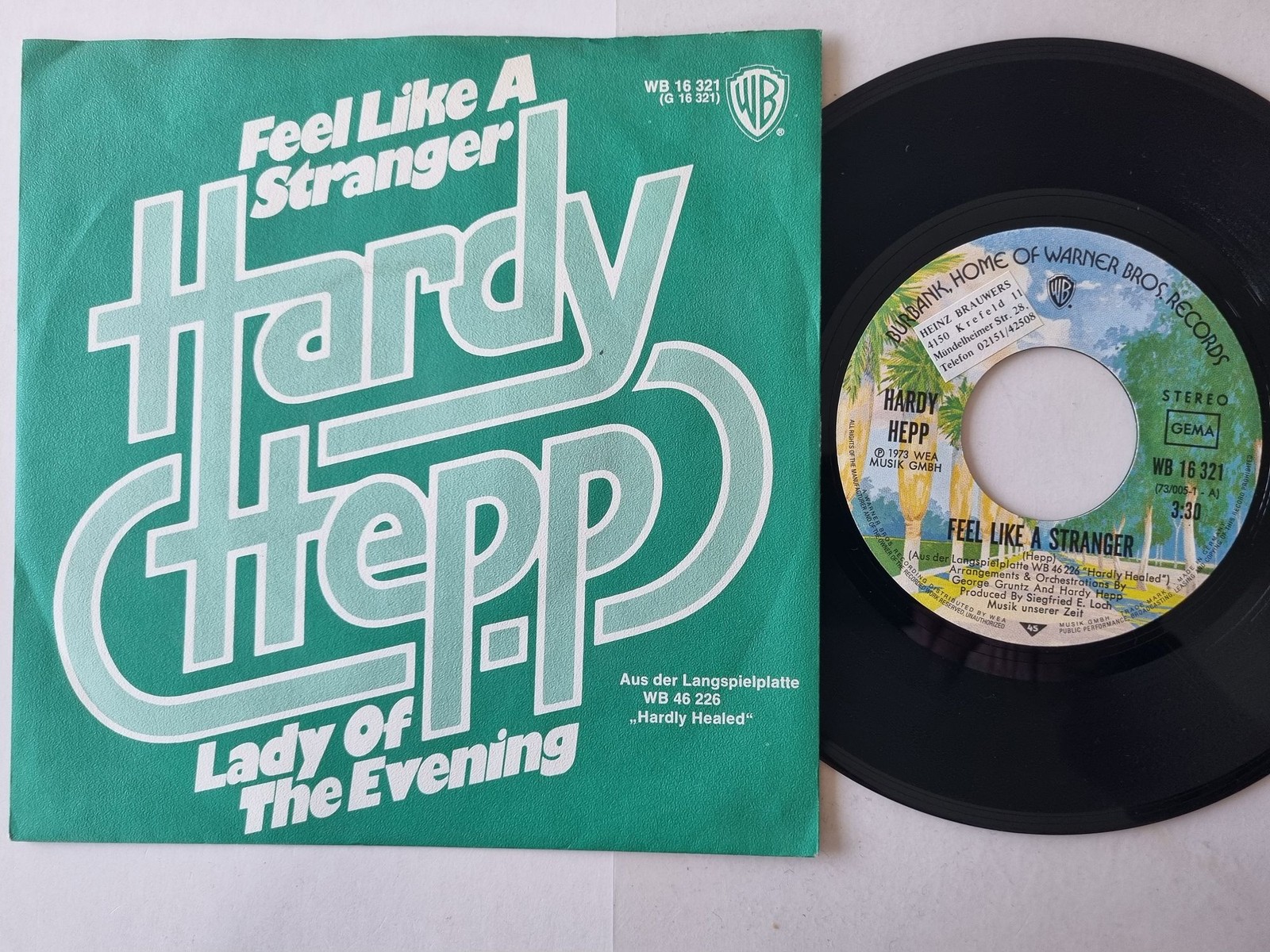 Hardy Hepp - Feel Like A Stranger 7'' Vinyl Germany