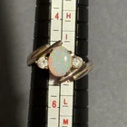 Vintage 925 Sterling Silver Oval Fire Opal CZ Cubic Zirconia Ring Size 5