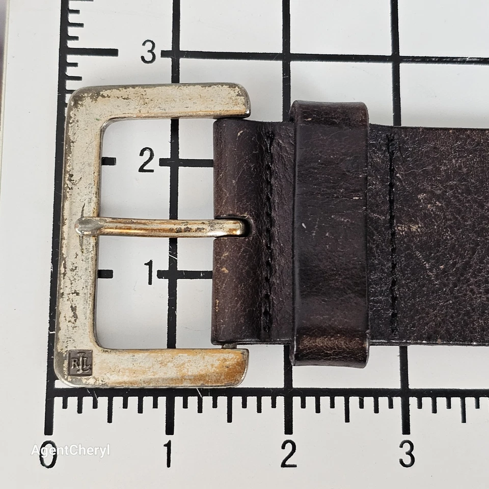 RALPH LAUREN S 27-31" Nailhead Studded Brown Distressed Leather Western Belt - Image 4 of 4