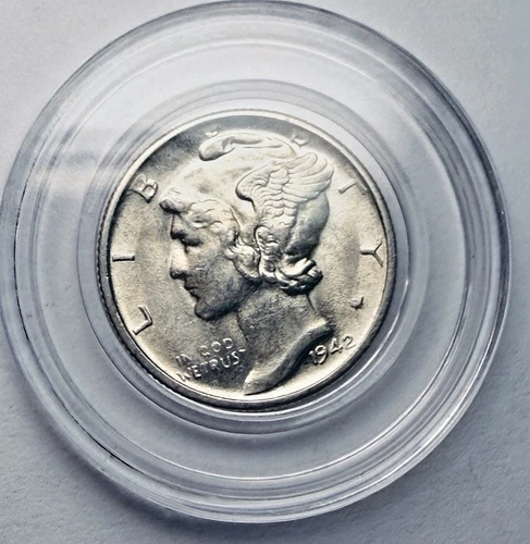 1942-P Mercury Dime 90% SILVER ~ Uncirculated ~ In Airtite Album Capsule ~ B49