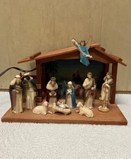 Vintage Similegno Hong Kong Christmas Nativity Scene Crèche & stable Manger Lot