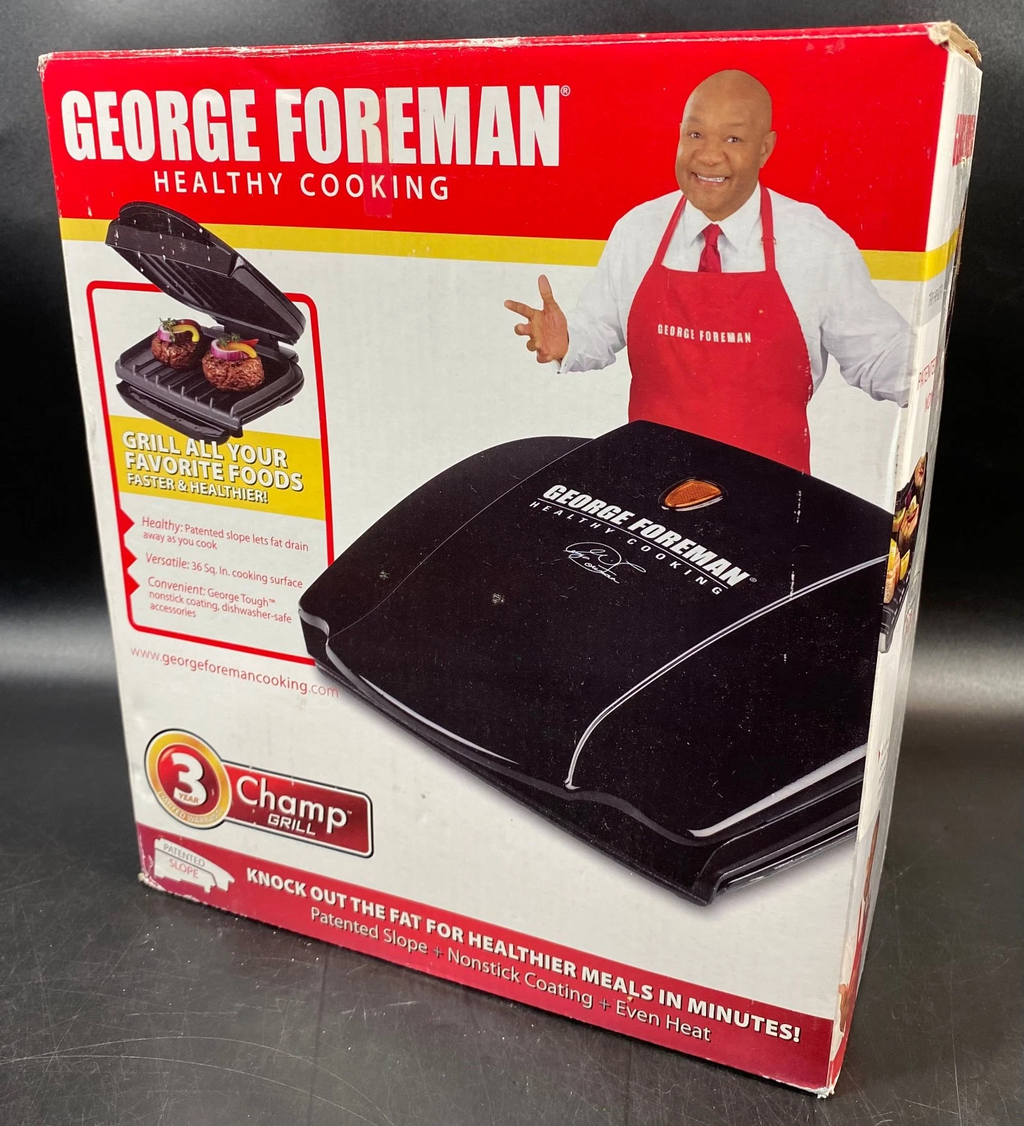 George Foreman Champ Grill Machine GR0036B ~ Healthy Cooking ~ New in Box