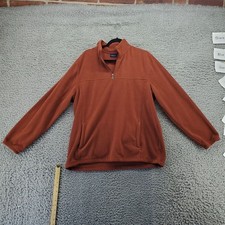 Croft Barrow Shirt Mens Large Brown 1/4 Zip Pullover Fleece Sweatshirt