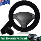 Fluffy Wool Car Steering Wheel Cover For Suzuki Anti-Slip Handbrake w Gear Shift