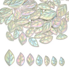 0.44LB Leaves Ceramic Mosaic Tiles for Crafts Bulk, Iridescent Light Green