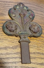 Vintage Art Deco Cast Metal Finial w/Scrolls & Floral Motif
