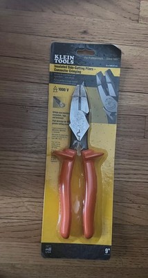 KLEIN TOOLS INSULATED SIDE-CUTTING PLIERS CONNECTOR CRIMPING D213-9NECR-INS,