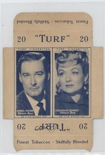 1947 Turf Cigarettes Film Stars Uncut Pairs Errol Flynn Constance Bennett 11bd