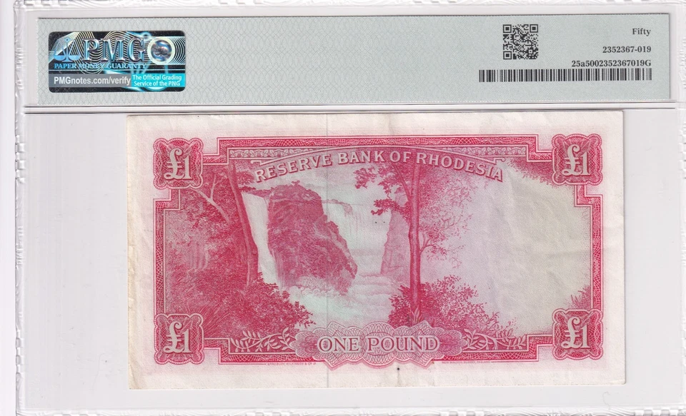 Rhodesia, 1 Pounds, 1964, AUNC, p25a - Image 2 of 2