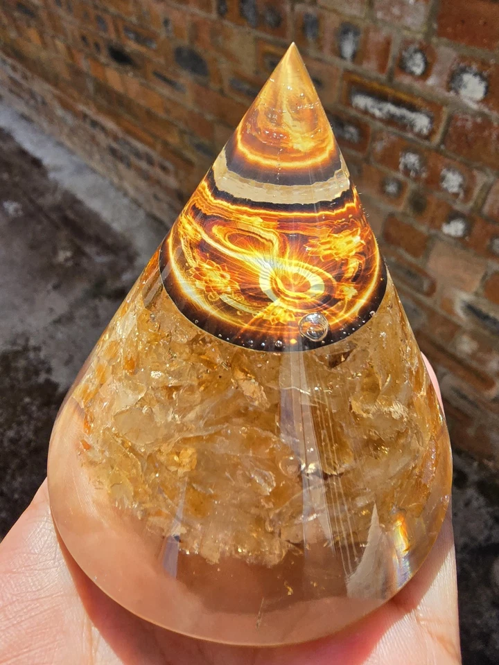 Yellow Citrine Cone Pyramid Powerful Stone Crystal Wealthy Success Good Luck New - Image 2 of 4