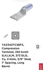 BURNDY 350MCM (Blue)/ Copper Lug/ 1/2" Stud, 1” center spacing mixed barrel 