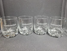 NEW 4pc Gentleman Jack Daniels Lowball Whiskey Tumblers Glasses SET Swirl Base