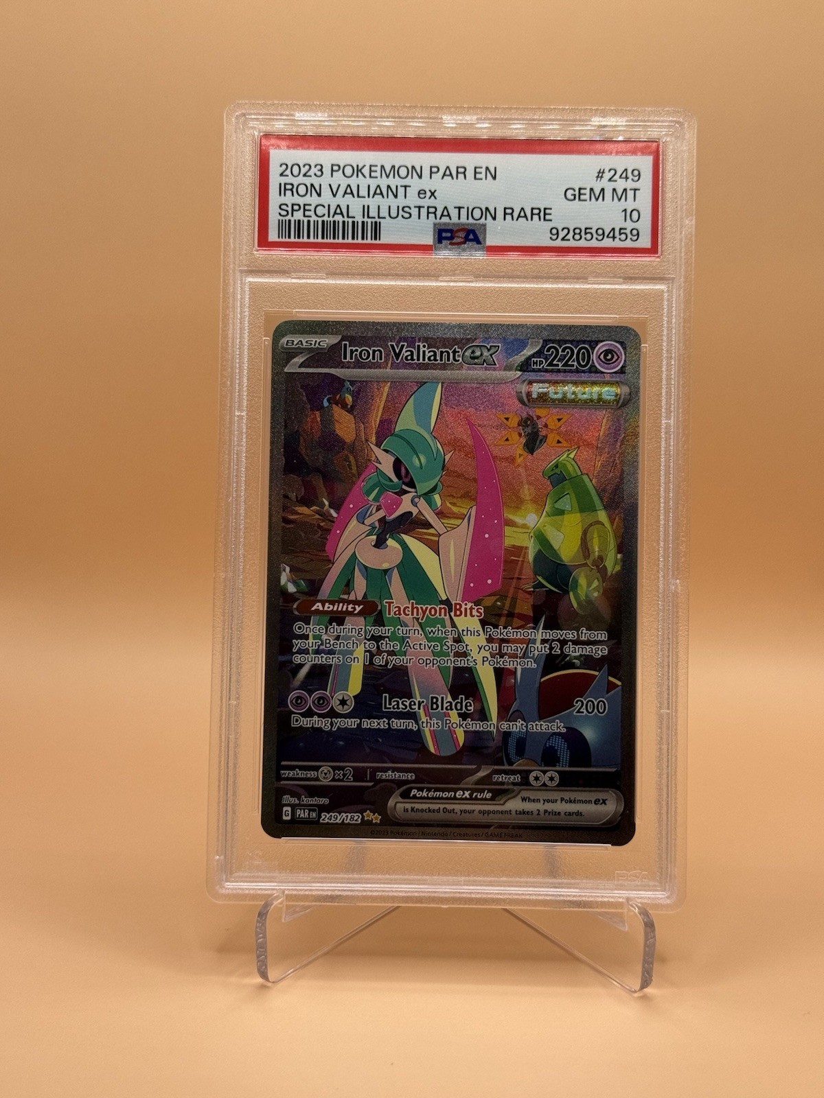 2023 Pokemon Iron Valiant ex 249/182 SV04: Paradox Rift Holo PSA 10
