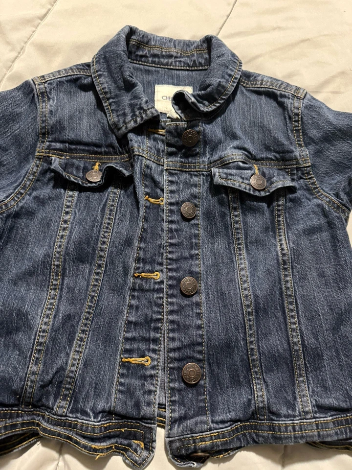 Куртка чероки для девочек размер 10/12 синяя джинсовая на пуговицах с длинным рукавом - Изображение 2 из 4