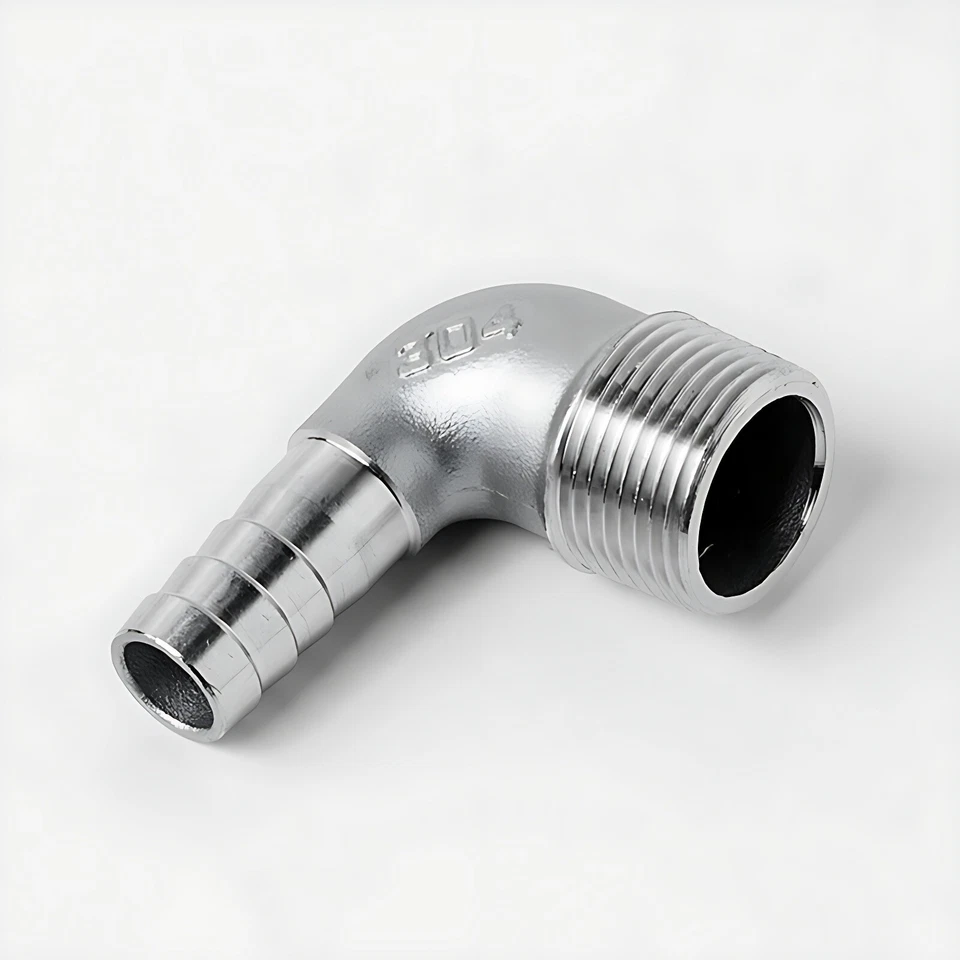 90° Elbow Hose Joiner Connector Tail Barbed Pipe Fittings 304ss Male BSP - Image 4 of 4