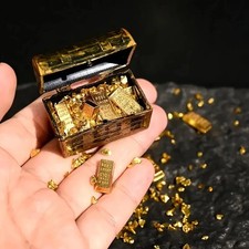 Mini Pirate Treasure Chest Fish Tank Decor Aquarium Ornament with Plants