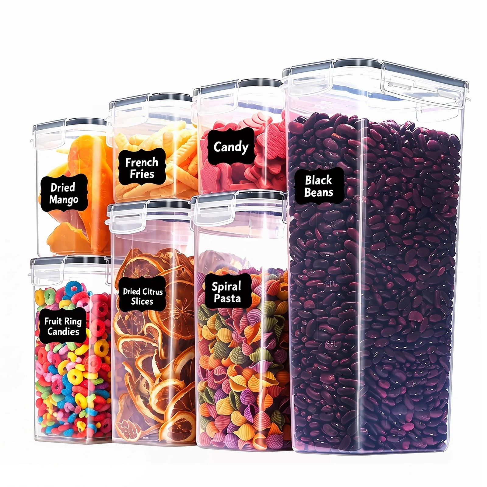 7 PCS Airtight Food Storage Containers with Lids, BPA Free Clear Plastic Kitc...