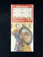 11-14-1998 Wisconsin @ Michigan NCAA College Football Ticket - Tom Brady 1 TD