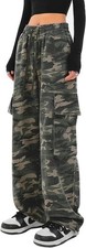 Cargo Pants Women Baggy Streetwear Y2K Drawstring Trousers Wide Leg Pants
