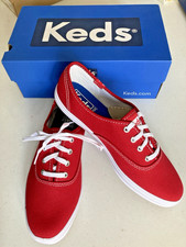 NEW Keds Women's Champion Lace Up Sneaker Red Canvas Retro Sz 6M Shoes Casual