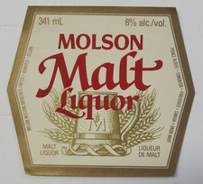 Molson Malt Liquor Beer Label 341ml Molson Breweries Canada 5 Cities