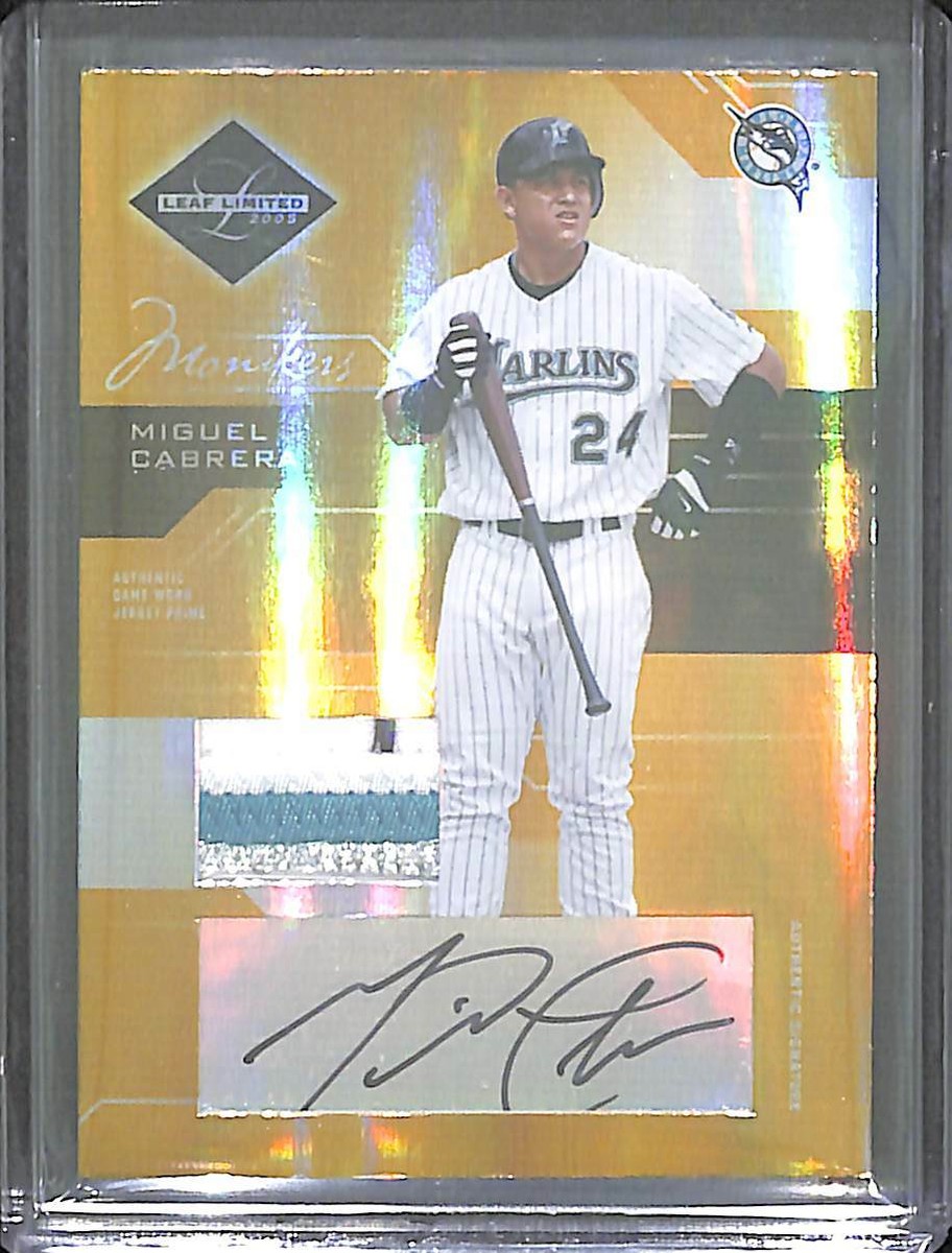 青と白のストライプ ピンバッジ 2005 Leaf Limited Gold Spotlight Patch Relic Autograph #9