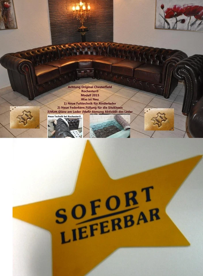Ecksofa  Garnitur Chesterfield Original Roschester® 2 x  Federkern  Modell. 2023 - Bild 2 von 4