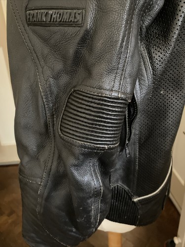 FRANK THOMAS LEATHER BIKERS JACKET VGC Size Uk 40 Zip Out Inner Armoured - Picture 7 of 18