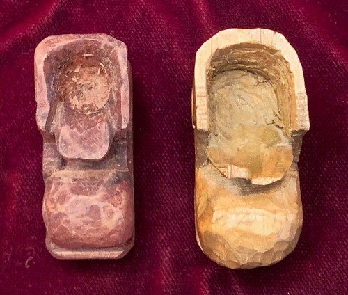 Vintage Tiny Hand Carved Wood Boots 1-7/8” x 1” - Picture 5 of 9