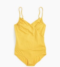 NWT J.Crew Drapey Wrap-Front Cami Bodysuit In Yellow Size XS