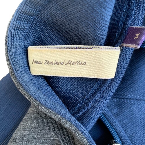 IBEX 100% Merino Wool Full Zip Sweater Jacket Blue Gray Mens Size M Made in USA - Picture 5 of 12