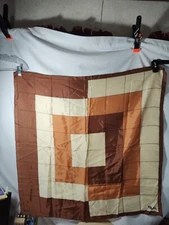 Vintage Paoli Scarf Block Print 70s Brown Cream 30"x30"