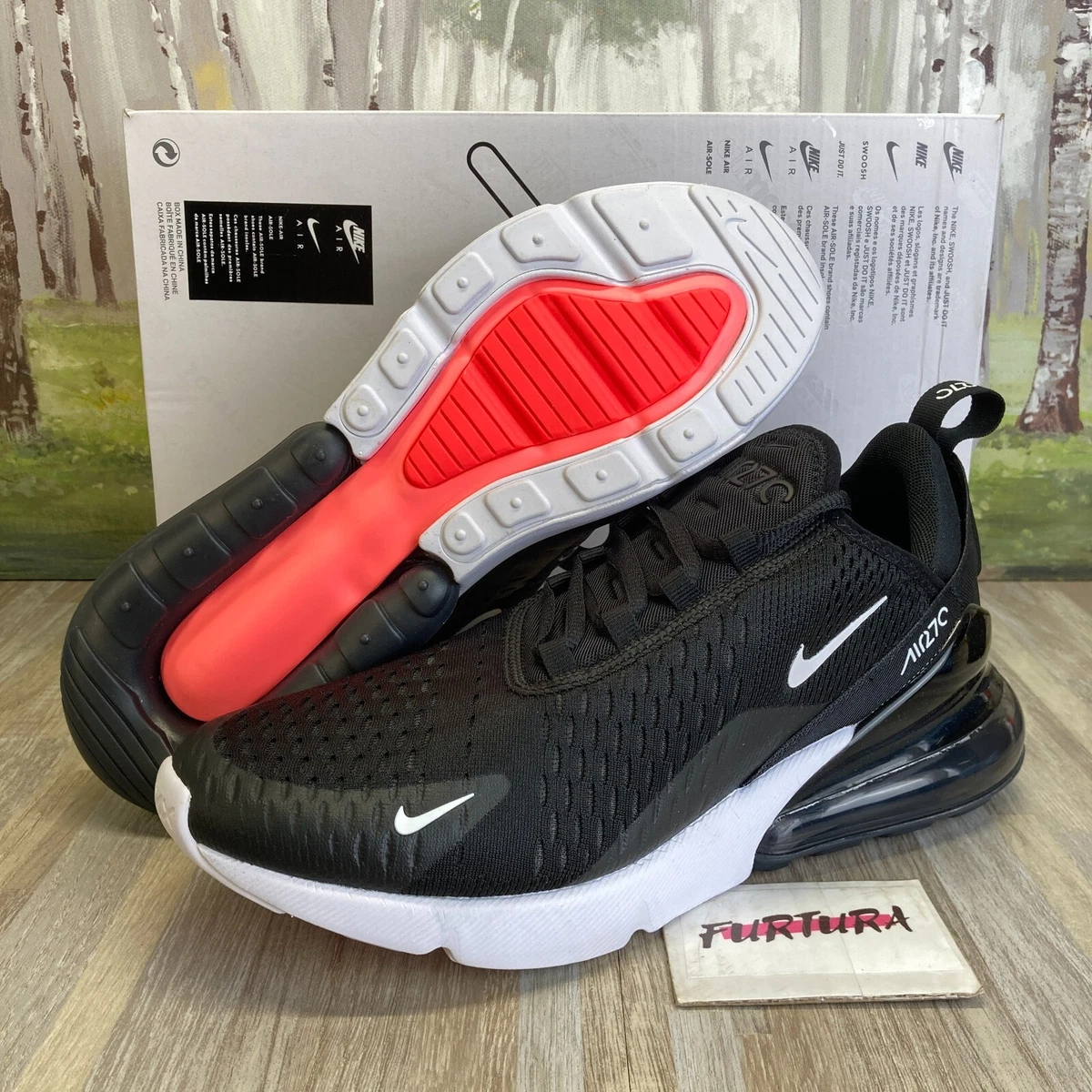 Nike Air Max 270 Black Anthracite White AH8050 002 Mens Size 9