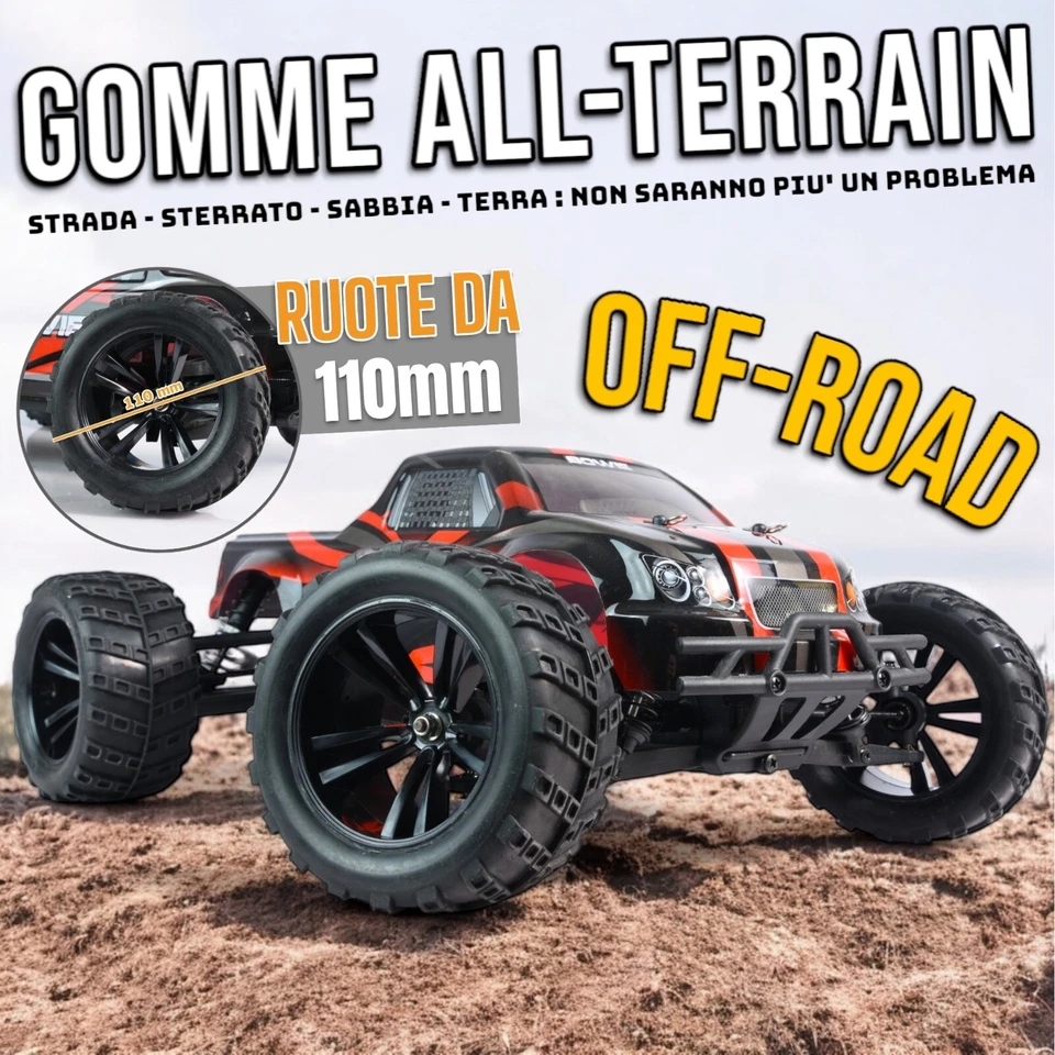 MACCHINA RADIOCOMANDATA OFF-ROAD MONSTER TRUCK ELETTRICO 1:10 FUORISTRADA PRONTA - Immagine 3 di 4