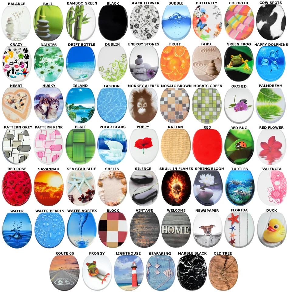 HIGH QUALITY PRINTED WC TOILET SEAT | STABLE HINGES | BEAUTIFUL DESIGNS
