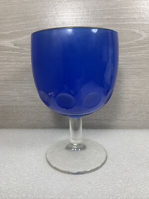 Royal Blue STEMMED Large WINE GLASS Water Goblet 1/8