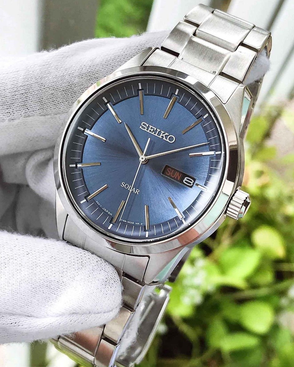 Seiko SNE525P1 Solar Power Blue Analog Stainless Steel Sapphire