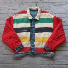Vintage Levis Blanket Lined Denim Trucker Jean Jacket Made in USA Hudson Bay