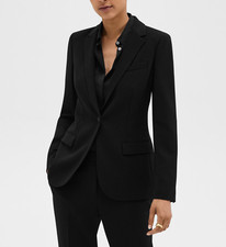 Theory Black Staple Crepe Blazer In Size Uk4 / Us0 / Fr32 / It36 - Rrp £445