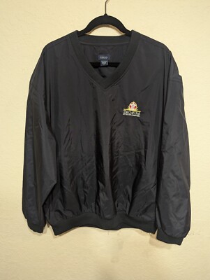 Vintage IZOD Embroidered The Golf Club at South Hampton Windbreaker Black Large
