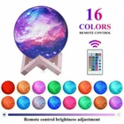 16 Colour Moon Lamp 3D Night Light Dimmable LED USB Recharge & Remote Control