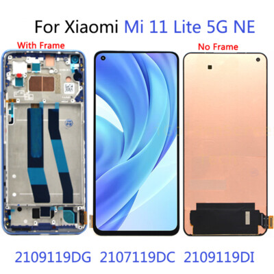 For Xiaomi Mi 11 Lite 5G NE 2109119DG LCD Display Touch Screen Digitizer W/Frame