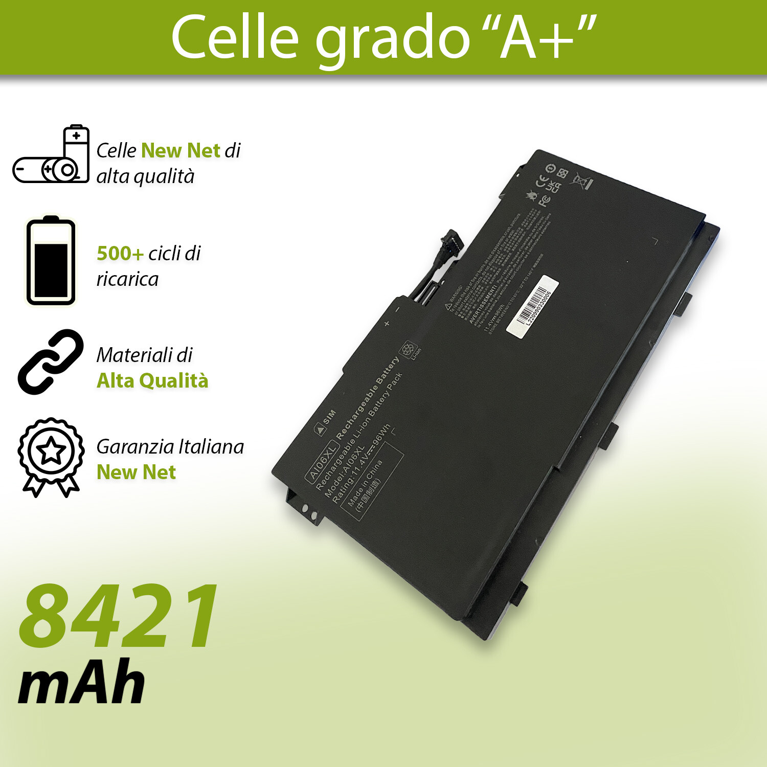 Batteria 96Wh per HP ZBook 17 G3 Compatibile | 11.4V High Performance - 4