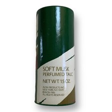 Avon Soft Musk Perfumed Talc 1986 Vintage Green Container 80 Full 1.5oz