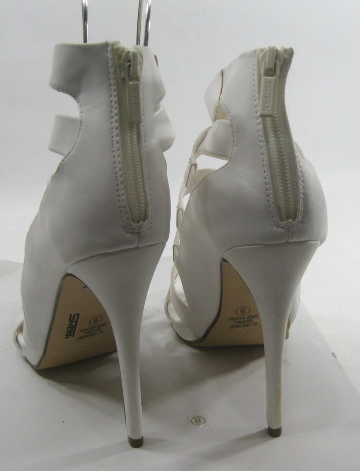 Blanco 5" Stiletto Tacón Alto PUNTERA ABIERTA Correa Delantera Zapatos MUJERES Talla 7 Foto 3 de 4