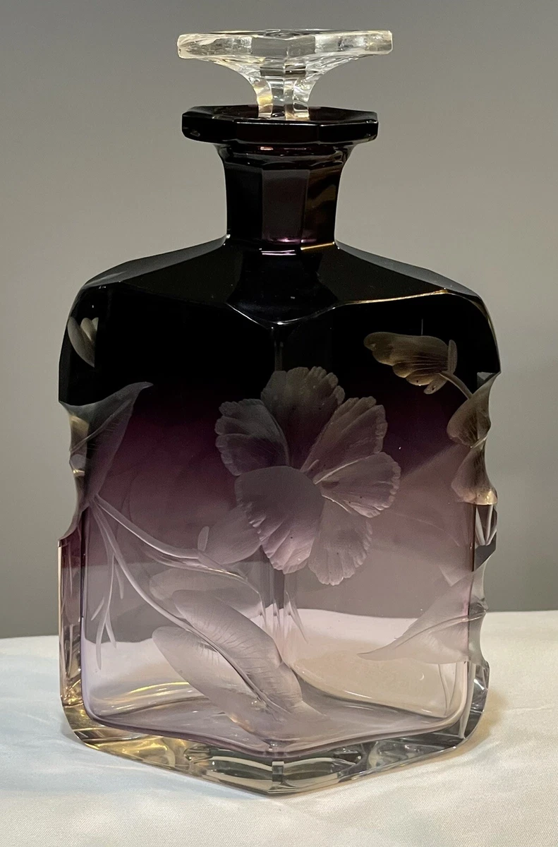 Moser Karlsbad Art Nouveau Intaglio Engraved Perfume Bottle