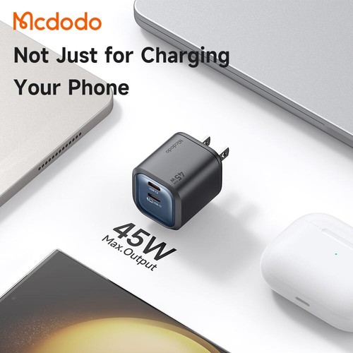 Mcdodo 45W Dual USB-C GaN Fast Charger with US Plug Ultra Slim & Portable FCC - 第 1/17 張圖片