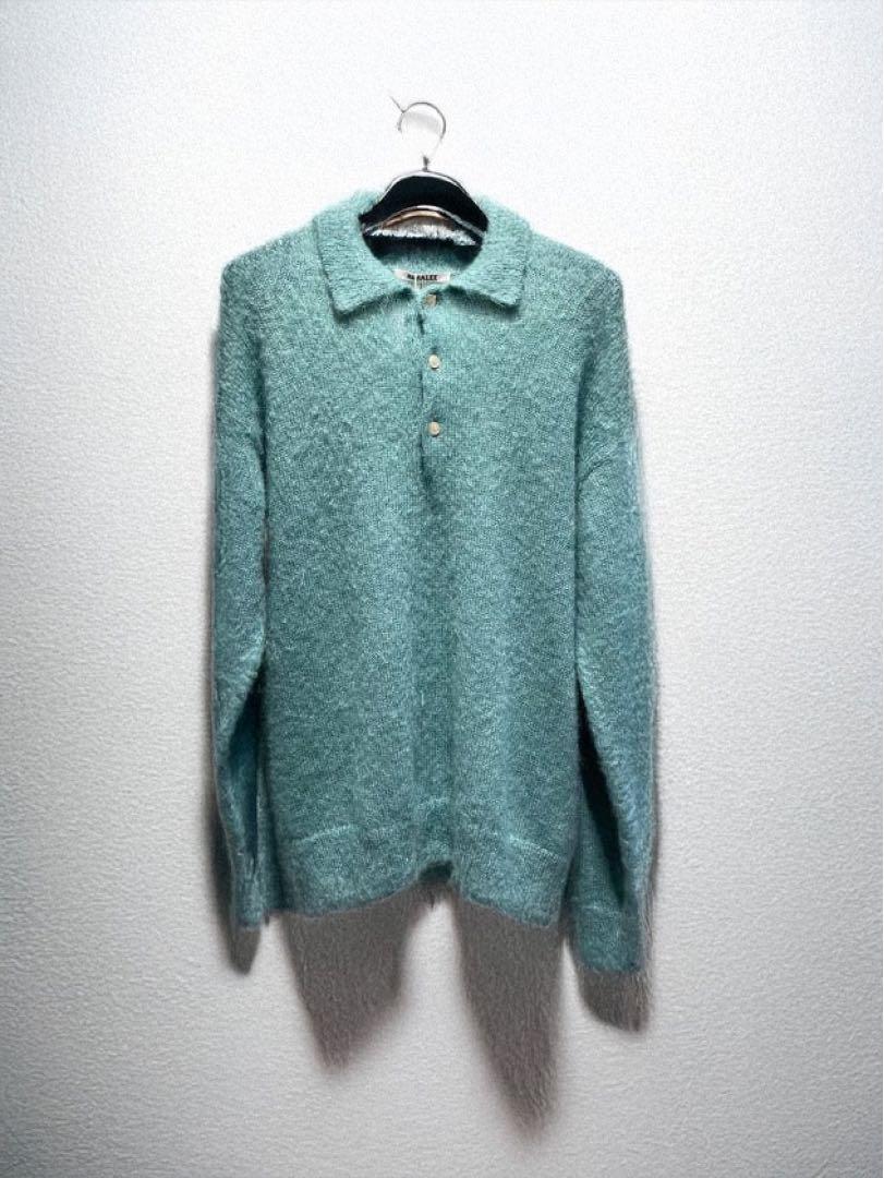 Auralee Brushed Mohair Knit Polo Jade Green Size 4 23AW Limited 